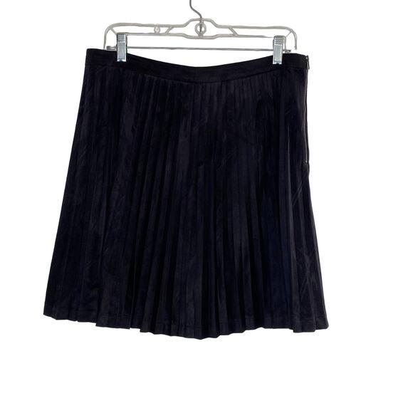 Oasis Black Faux Suede Pleated Midi Skirt US 10 Medium M - Picture 8 of 13